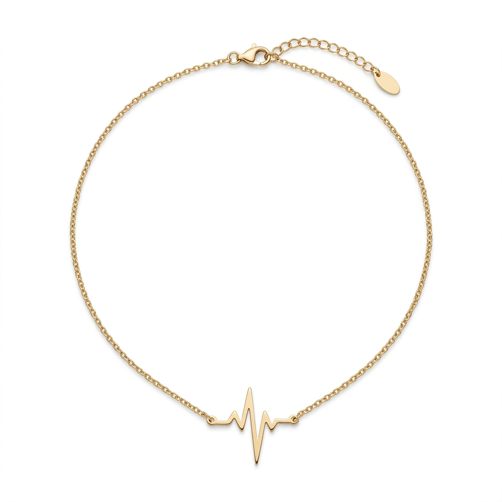 Collier Pulse pendentif battement cœur heartbeat doré fond blanc KD Softy Bijoux